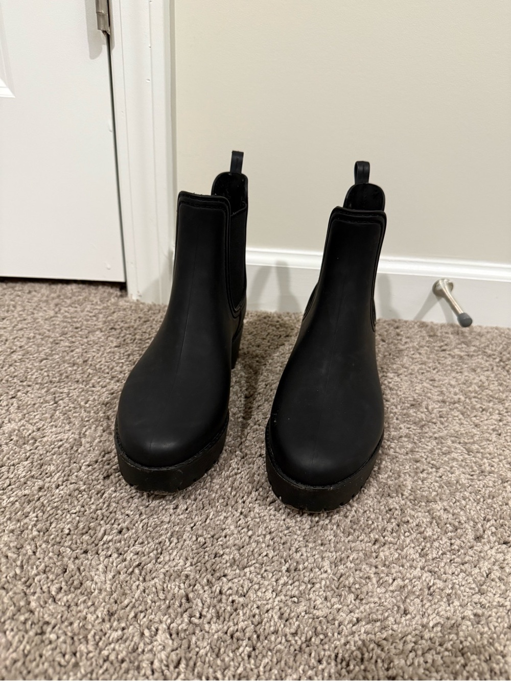 Jeffrey Campbell Black Platform Rubber Chelsea Boots